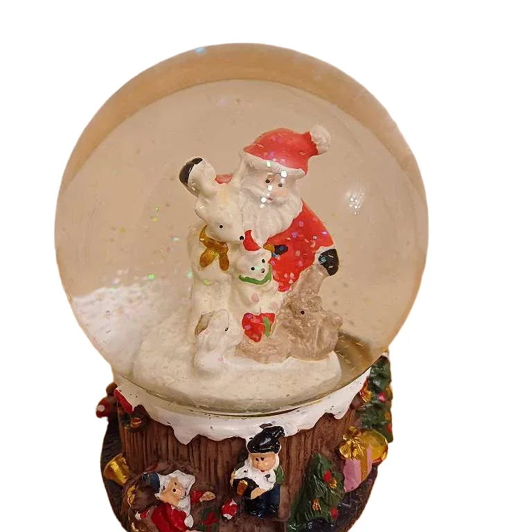Enchanting Christmas Snow Globe Music Box, Real Glass Globe, Winding Melody - Gomix Brands Outlet